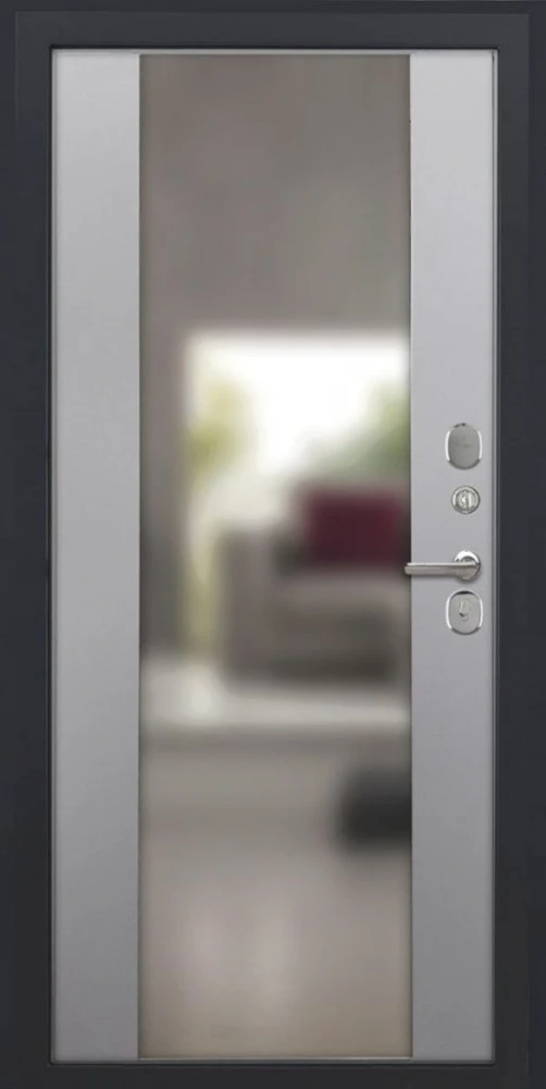 Входная дверь ДвериПРО L Термо Алиса (16мм, ПВХ софт грей, зеркало) DPRO204262 внутренняя сторона